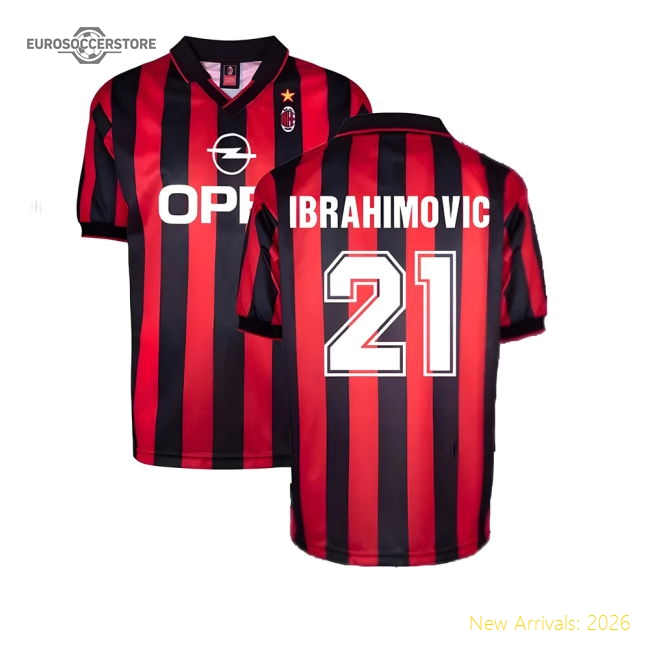 AC Milan 1996 Home Retro Shirt (Ibrahimovic 21)-ly44