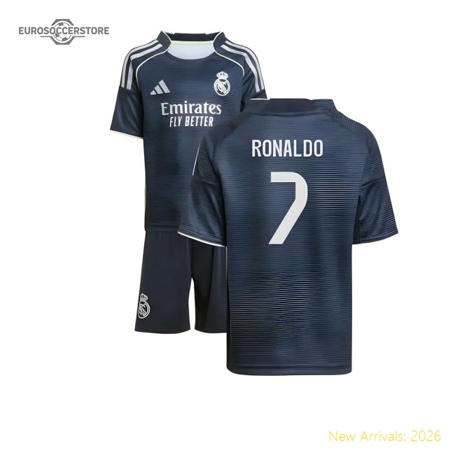 2025-2026 Real Madrid Away Mini Kit (Ronaldo 7)-BuySoccerJersey Hub