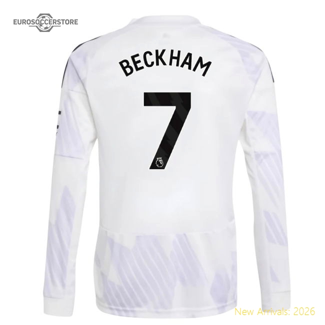 2025-2026 Man Utd Long Sleeve Away Shirt (Kids) (Beckham 7)-Football Jersey Hub