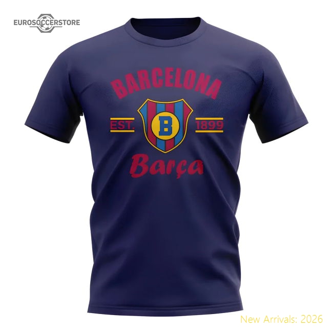 Barcelona Established Football T-Shirt (Navy)-BuySoccerJersey Hub