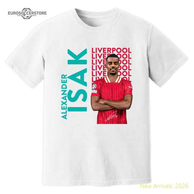 Alexander Isak Liverpool New Signing T-Shirt (White)-Football Jersey Hub