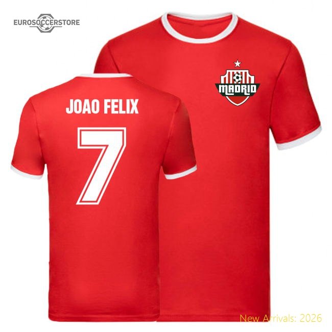 Joao Felix Atletico Madrid Ringer Tee (Red)-ly44