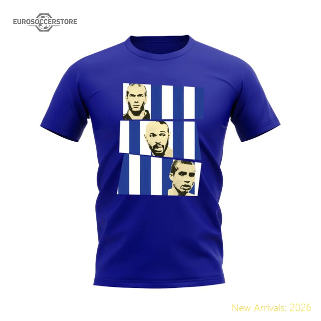 Zidane Henry Trezeguet France Trio T-Shirt (Blue)-ly44