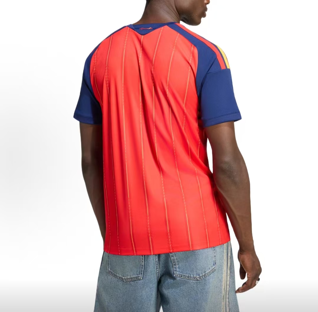 2026 World Cup Champions Spain Home Authentic Player Version 2-Star Quick Dry Slim Striped Men Soccer Jersey Spain Climacool