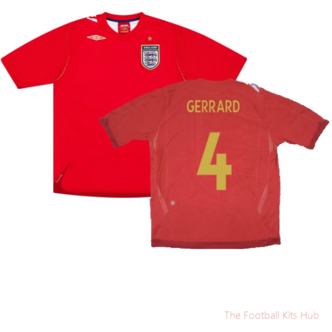 England 2006-08 Away Shirt (Excellent) (GERRARD 4)-UniFootball Store