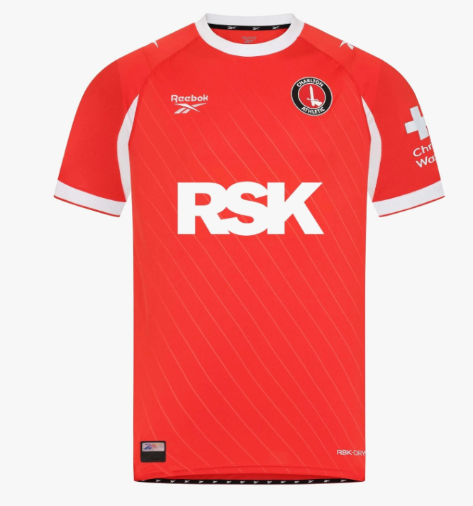 Charlton Athletic 26-27 Home — The Valley stand-angle stripes-UniFootball Store