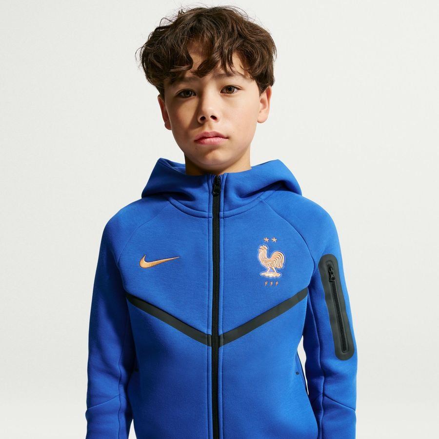 2026 France Hoodie NSW Tech Fleece FZ World Cup Game Royal/Metallic Copper Kids
