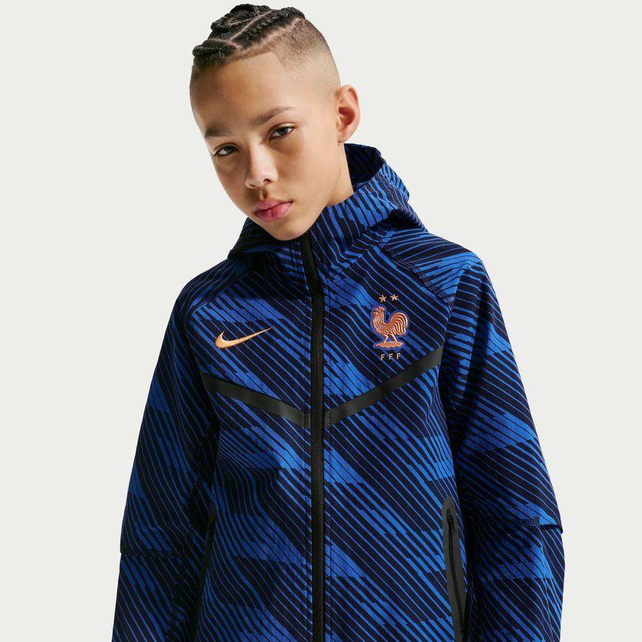 2026 France Jacket Tech Woven FZ World Cup Game Royal/Metallic Copper Kids