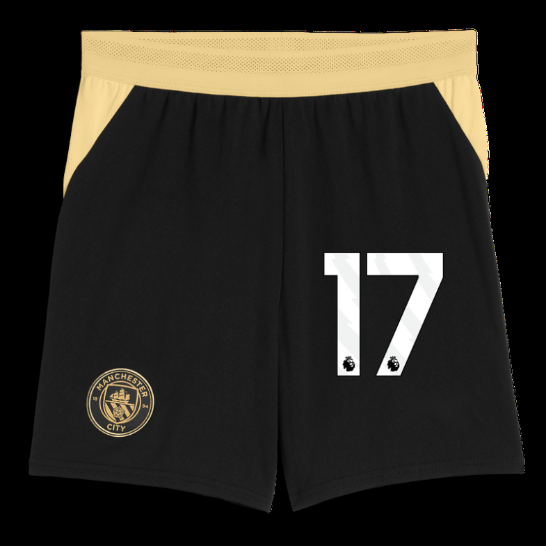 Manchester City Football Shorts 2026/27 with 17 Black (Youth) view 1