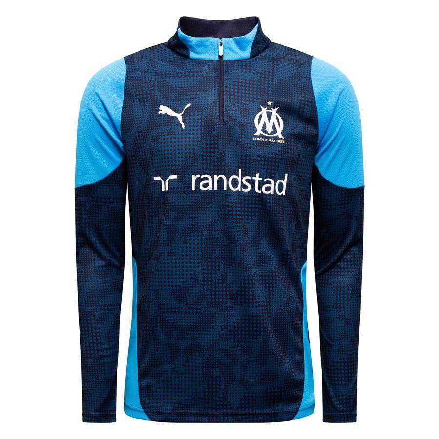 Marseille Zip New Navy/Bleu Azur Training Jersey 1/4