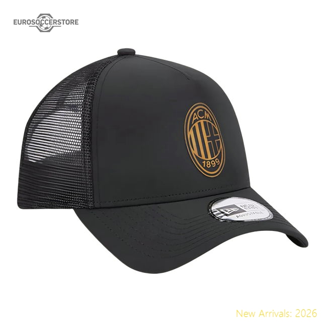 2023-2024 AC Milan Black + Gold A Frame Trucker Cap-ly44