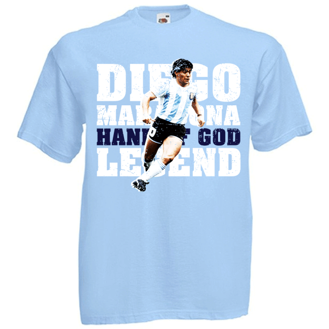 Diego Maradona Hand of God Legend T-Shirt (Sky)-ly44