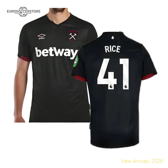 2024-2025 West Ham Away Shirt (Rice 41)-Football Jersey Hub