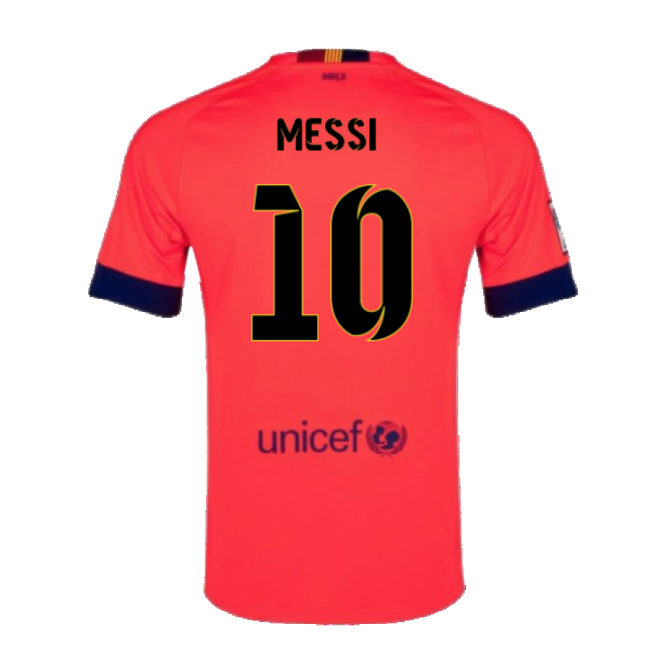 Barcelona 2014-15 Away Shirt ((Excellent) L) (Messi 10)-BuySoccerJersey Hub