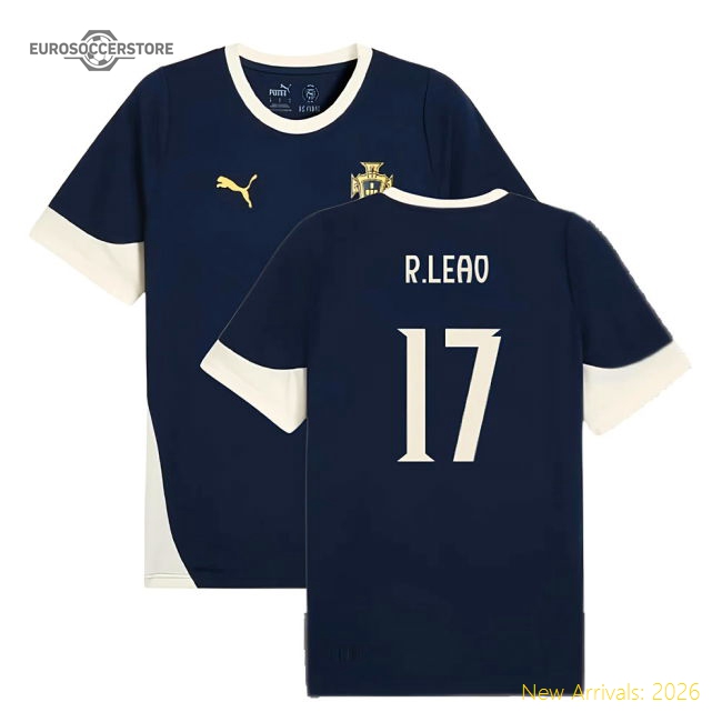 2025-2026 Portugal Training Jersey (Persian Blue) (R.Leao 17)-Football Jersey Hub