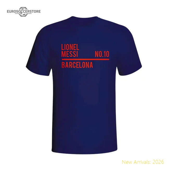 Lionel Messi Barcelona Squad T-shirt (navy) - Kids-BuySoccerJersey Hub