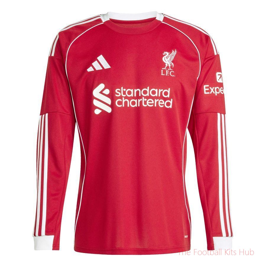 Liverpool Home Shirt 2025/26 Long Sleeves-UniFootball Store