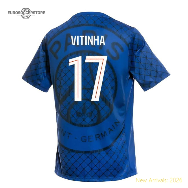 2025-2026 PSG Academy Pro Home Pre Match Shirt (Royal) (Vitinha 17)-BuySoccerJersey Hub