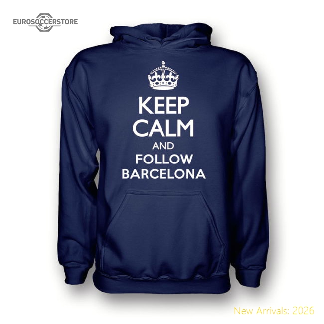 Keep Calm And Follow Barcelona Hoody (navy) - Kids-BuySoccerJersey Hub