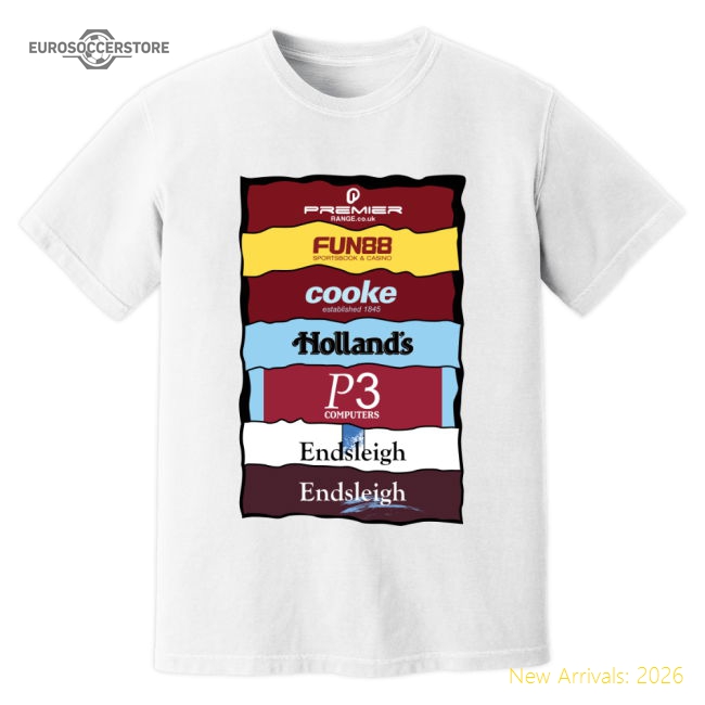 Burnley Sponsor History T-Shirt (White)-Football Jersey Hub