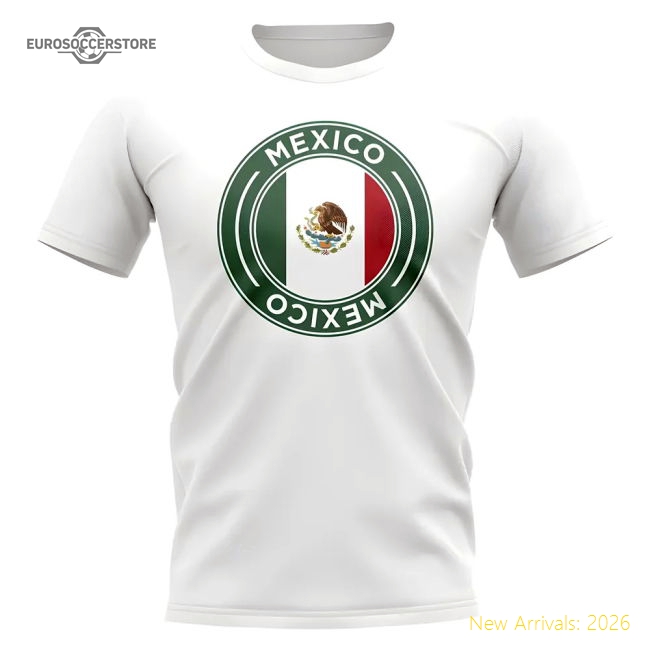 Mexico Football Badge T-Shirt (White)-ly44