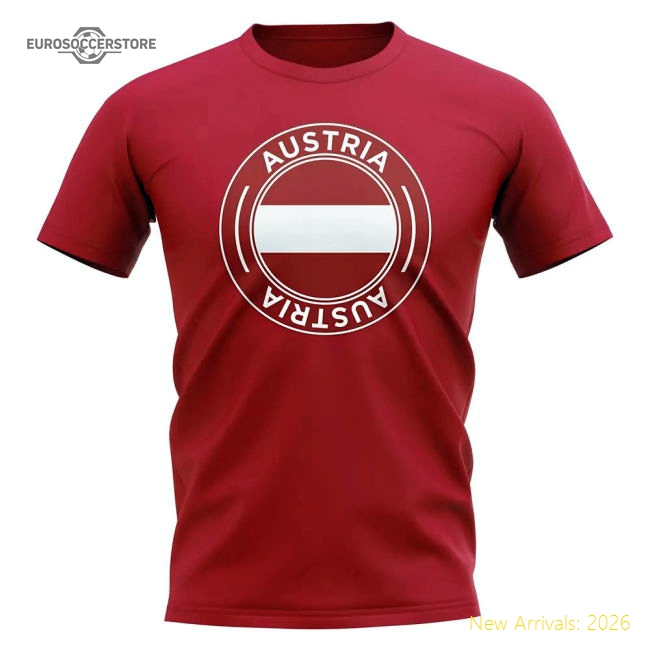 Austria Football Badge T-Shirt (Red)-ly44