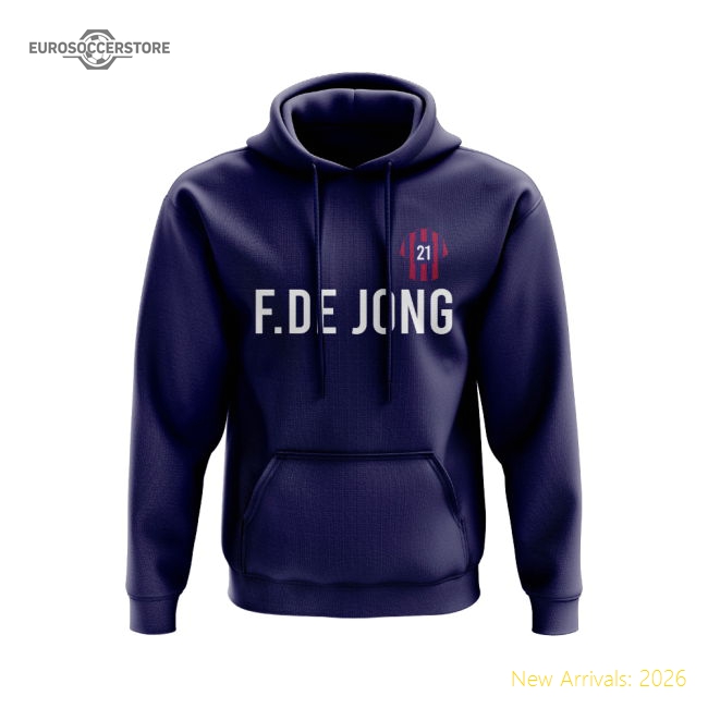 Frenkie De Jong Barcelona Number Hoody (Navy)-BuySoccerJersey Hub