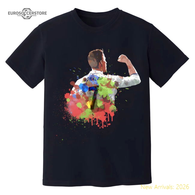 Cristiano Ronaldo Real Madrid Art T-Shirt (Black)-Football Jersey Hub