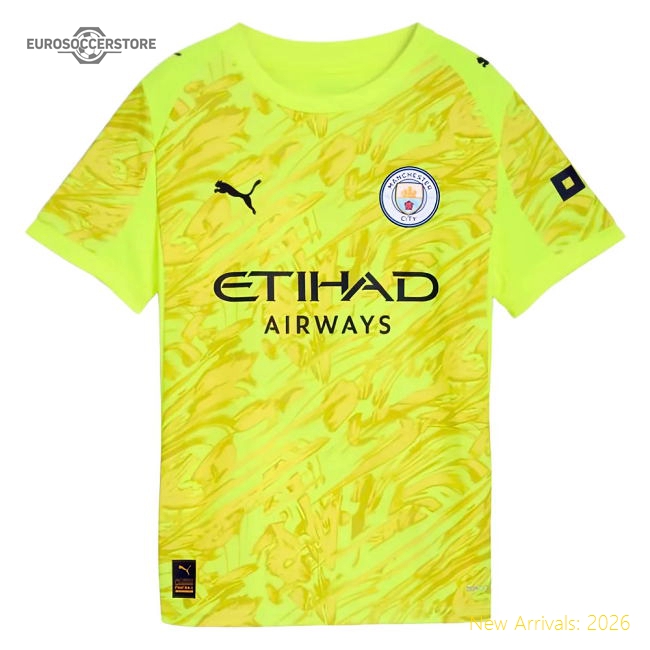 2025-2026 Man City Goalkeeper Third Shirt (Yellow) - Kids (Carson 33)-Football Jersey Hub