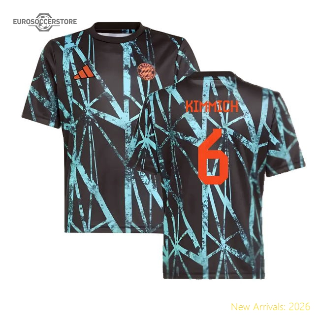 2024-2025 Bayern Munich Pre-Match Shirt (Black) - Kids (Kimmich 6)-Football Jersey Hub