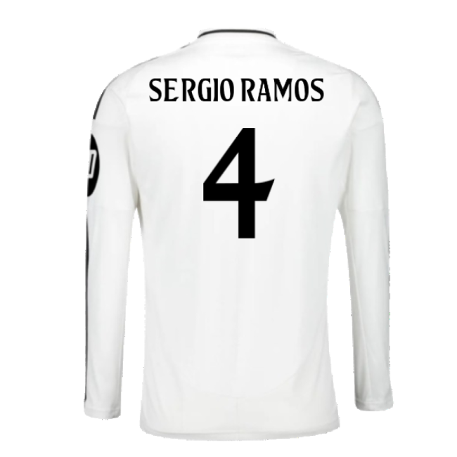 2024-2025 Real Madrid Long Sleeve Home Shirt (Sergio Ramos 4)-Football Jersey Hub