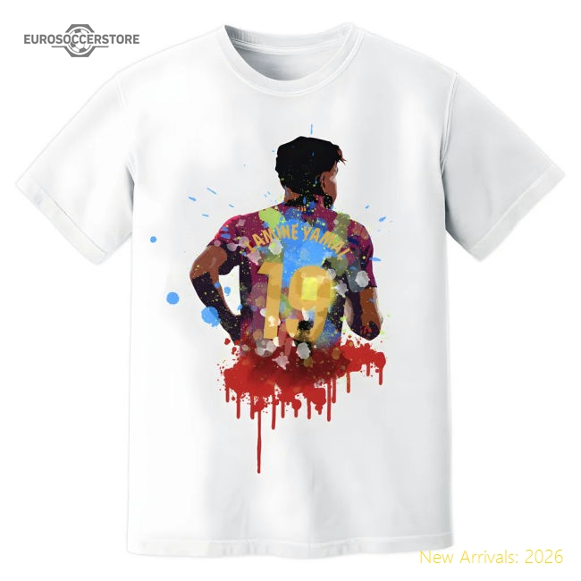 Lamine Yamal Barcelona Art T-Shirt (White)-BuySoccerJersey Hub
