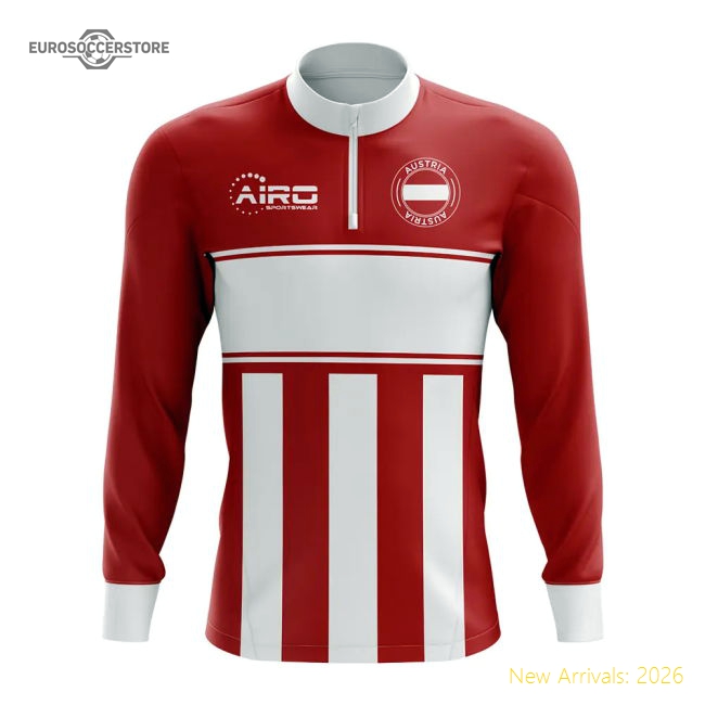 Austria Concept Football Half Zip Midlayer Top (Red-White)-ly44