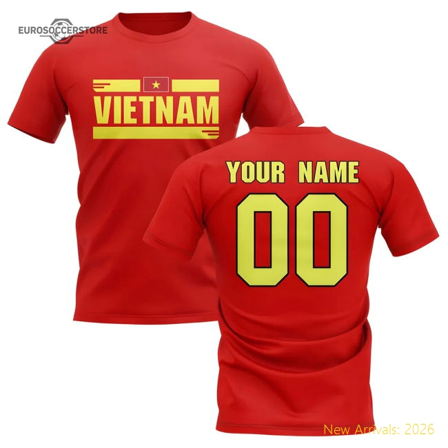 Personalised Vietnam Fan Football T-Shirt (red)-Football Jersey Hub