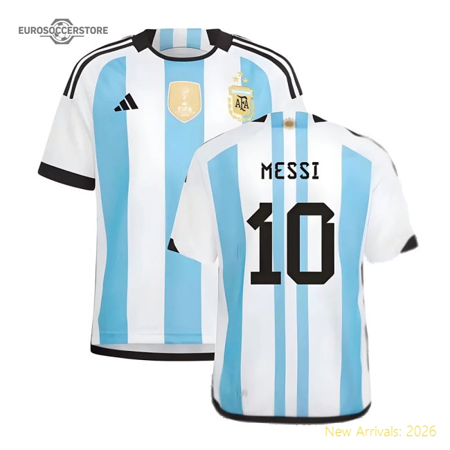 Argentina 2022 World Cup Winners Home Shirt - Kids (MESSI 10)-ly44