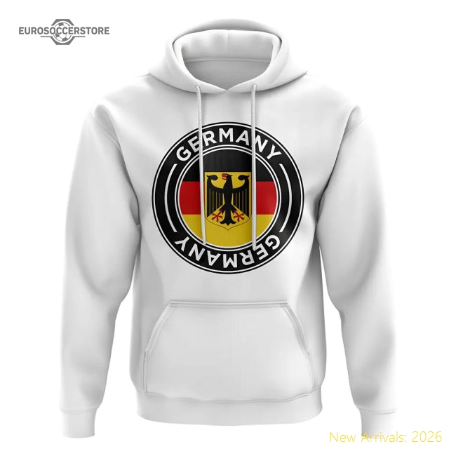 Germany Football Badge Hoodie (White)-Football Jersey Hub