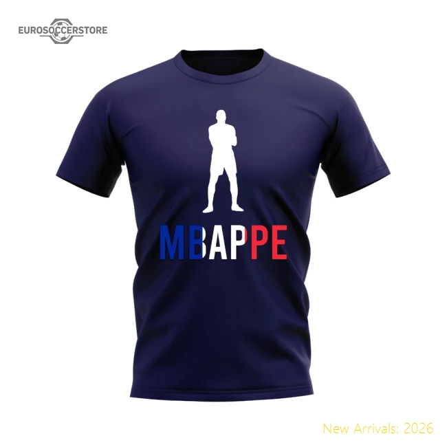 Kylian Mbappe France Silhouette T-shirt (Navy)-ly44