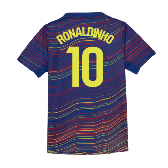 2025-2026 Barcelona Academy Pro Pre Match Shirt (Blue) - Kids (Ronaldinho 10)-BuySoccerJersey Hub