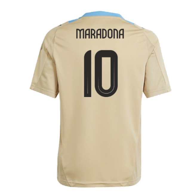 2024-2025 Argentina Training Jersey (Hazy Beige) - Kids (MARADONA 10)-ly44