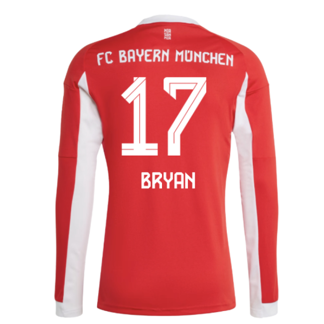 2025-2026 Bayern Munich Long Sleeve Home Shirt (Bryan 17)-Football Jersey Hub