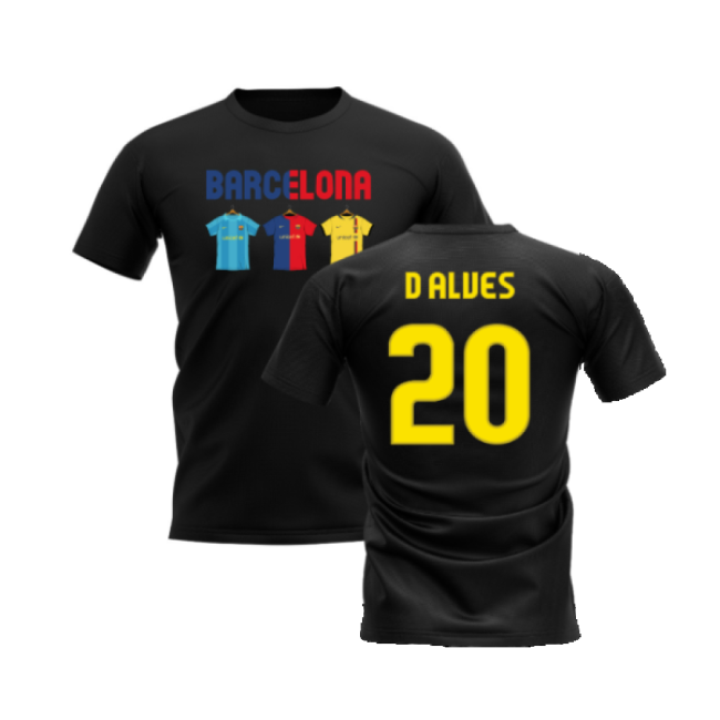 Barcelona 2008-2009 Retro Shirt T-shirt - Text (Black) (D Alves 20)-BuySoccerJersey Hub