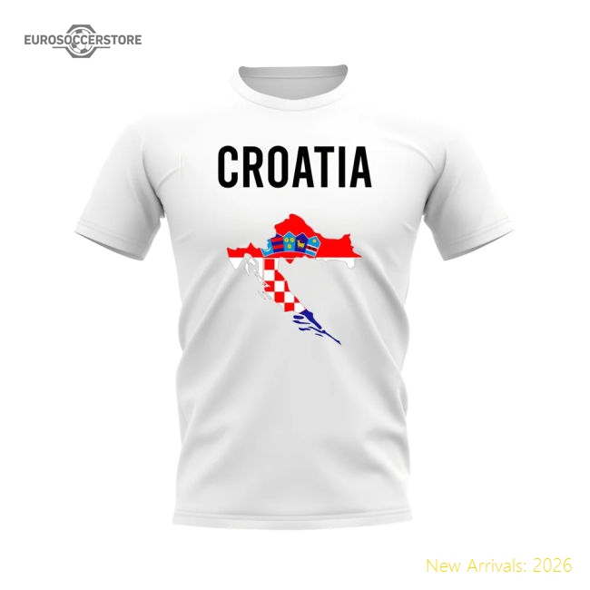 Croatia Map T-shirt (White)-Football Jersey Hub