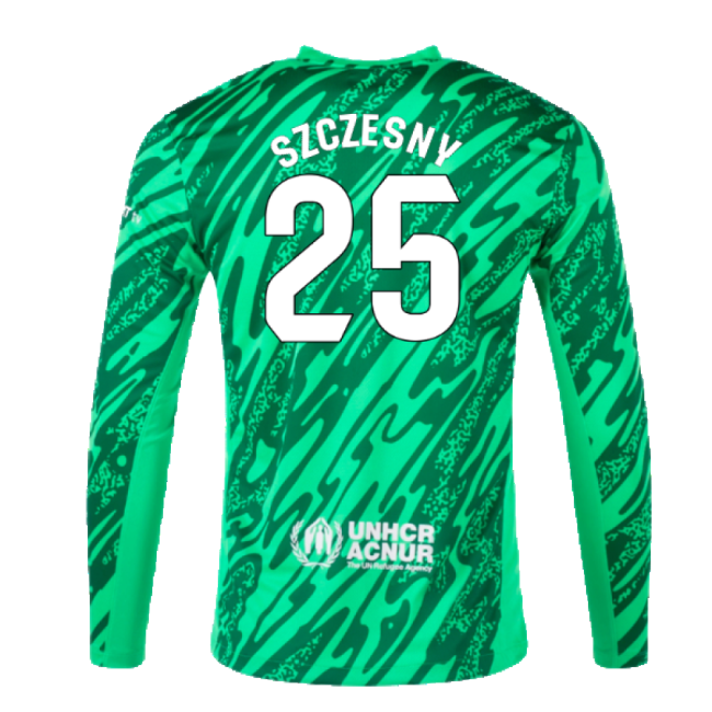 2024-2025 Barcelona Home Goalkeeper Shirt (Green) (Szczesny 25)-BuySoccerJersey Hub