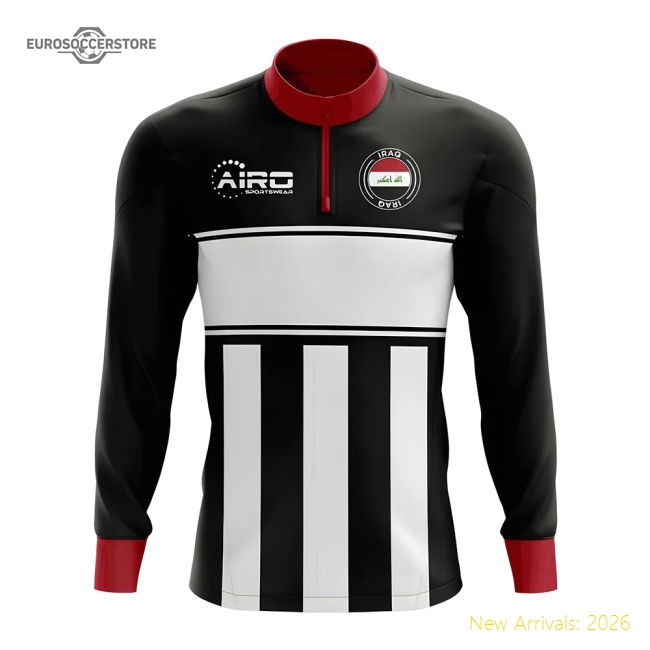 Iraq Concept Football Half Zip Midlayer Top (Black-White)-ly44