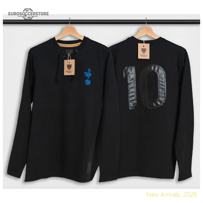 The Cockerel Black Retro Football LS Shirt-Football Jersey Hub