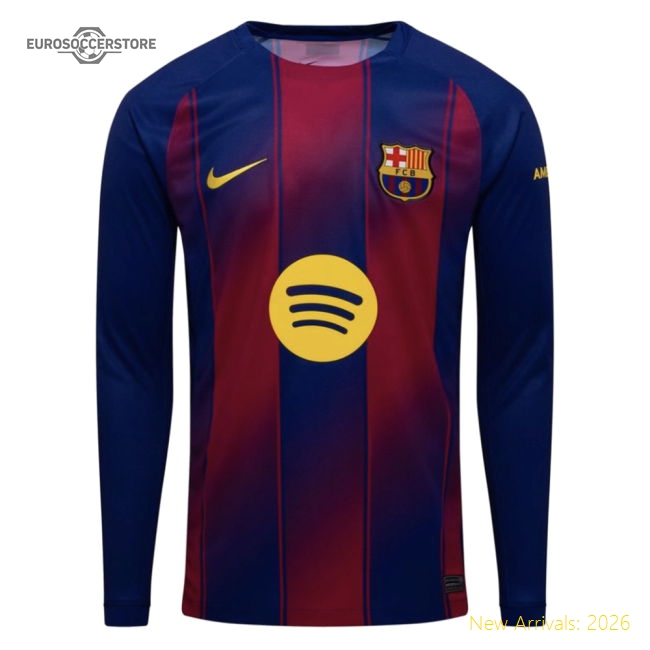 2025-2026 Barcelona Home Long Sleeve Shirt (Messi 10)-BuySoccerJersey Hub