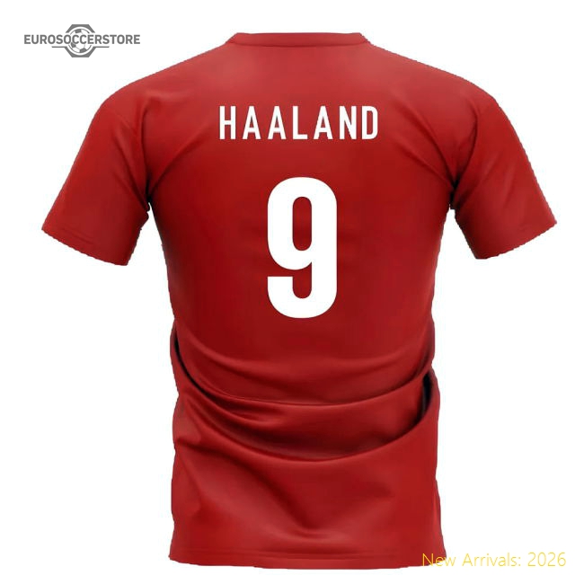 Norway Team T-Shirt - Red (Haaland 9)-ly44
