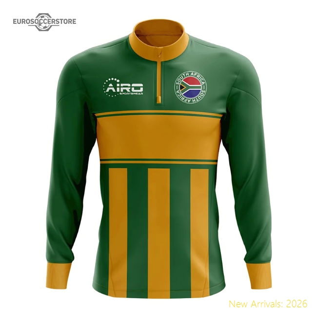 South Africa Concept Football Half Zip Midlayer Top (Green-Orange)-ly44