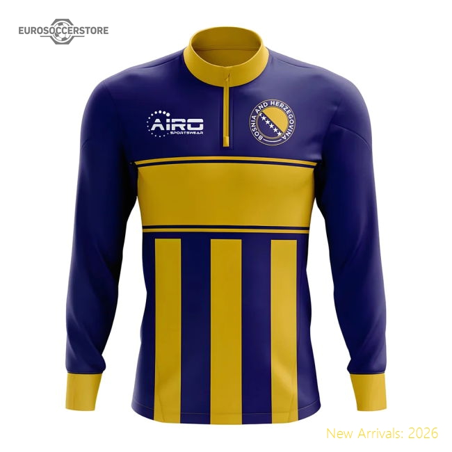 Bosnia and Herzegovina Concept Football Half Zip Midlayer Top (Blue-Yellow)-ly44