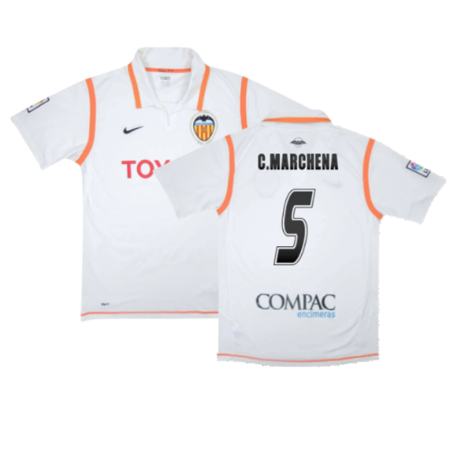 Valencia 2007-08 Home Shirt ((Excellent) S) (C.Marchena 5)-ly44